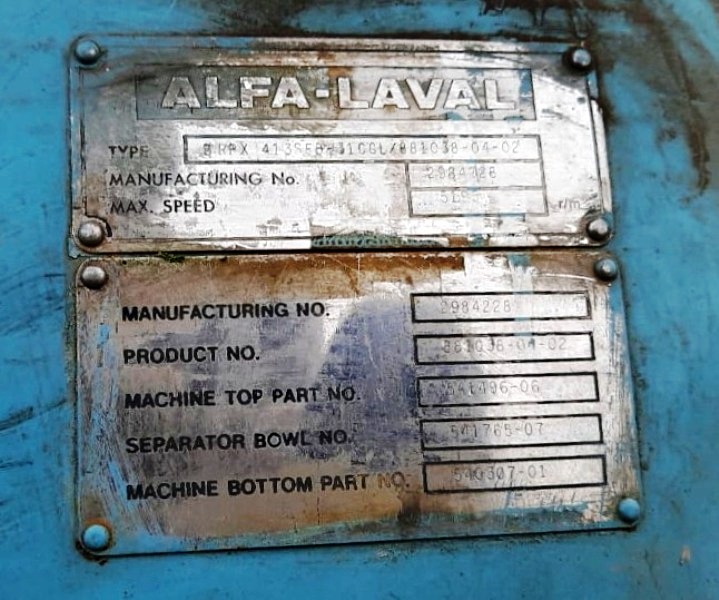 Alfa-Laval BRPX 413 SFD-31CGL clarifier centrifuge, SS.