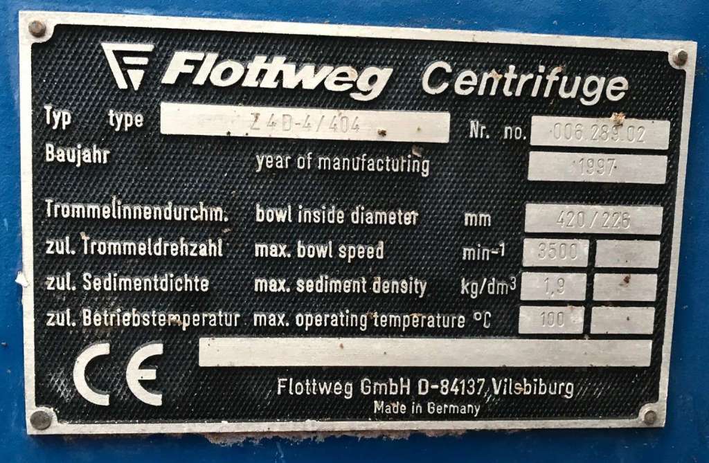 (3) Flottweg Z4D-4/404 sanitary decanter centrifuges, 316SS.
