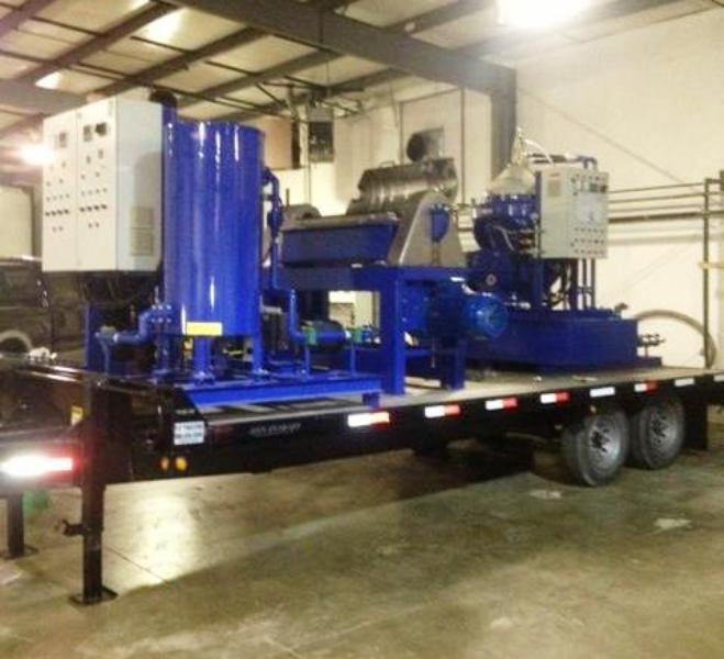 Alfa-Laval 40 GPM oil processing system, trailer-mounted.