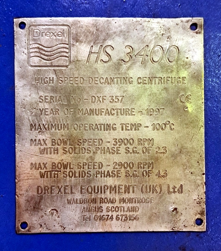 NOV/Brandt HS3400 VSD decanter centrifuge, 316SS. Centrifuges