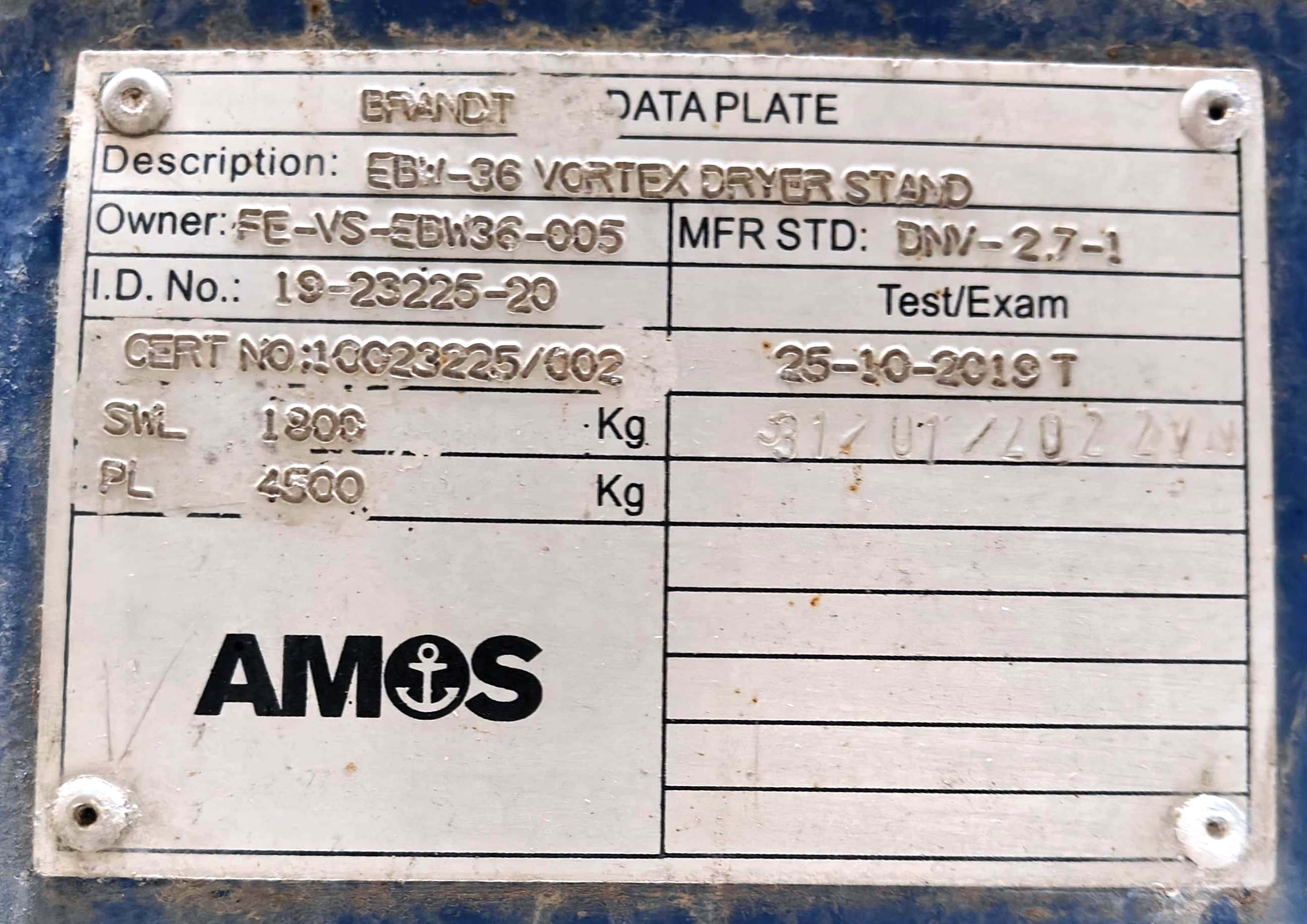 NOV/Brandt EBW-36 Vortex cuttings dryer, CS.