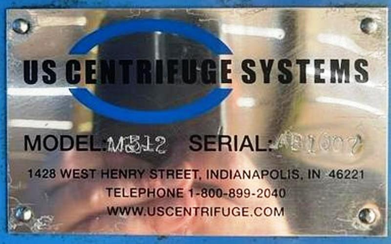 US Centrifuge M512 solid basket centrifuge.