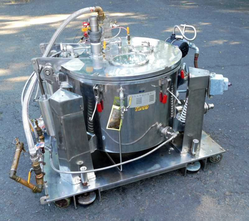 Sanborn 30 x 16 sanitary perforate basket centrifuge, 316L SS.