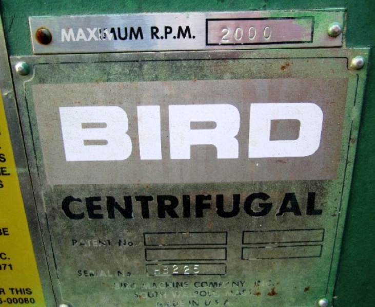 Bird HB-3700 (24x72) decanter centrifuge, 316L SS.         