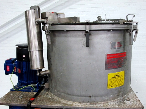 Broadbent 34 x 14 perforate basket centrifuge, 316SS.      