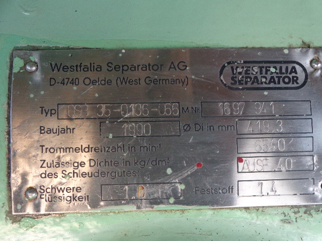 Westfalia OSB 35-0136-066 oil purifier, SS.                