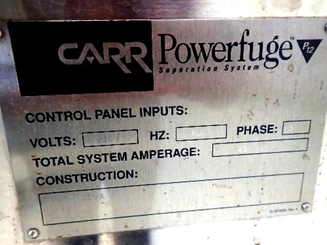 Carr P-12 Powerfuge Separation System, 316L SS.