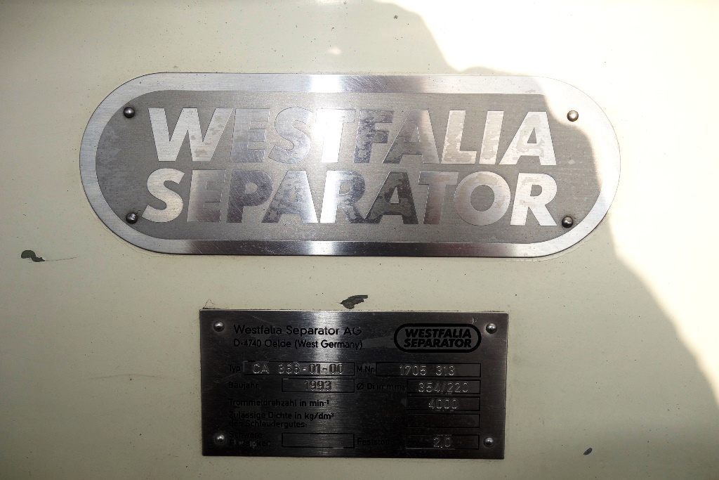 Westfalia CA 366-01-00 decanter centrifuge, 316SS.