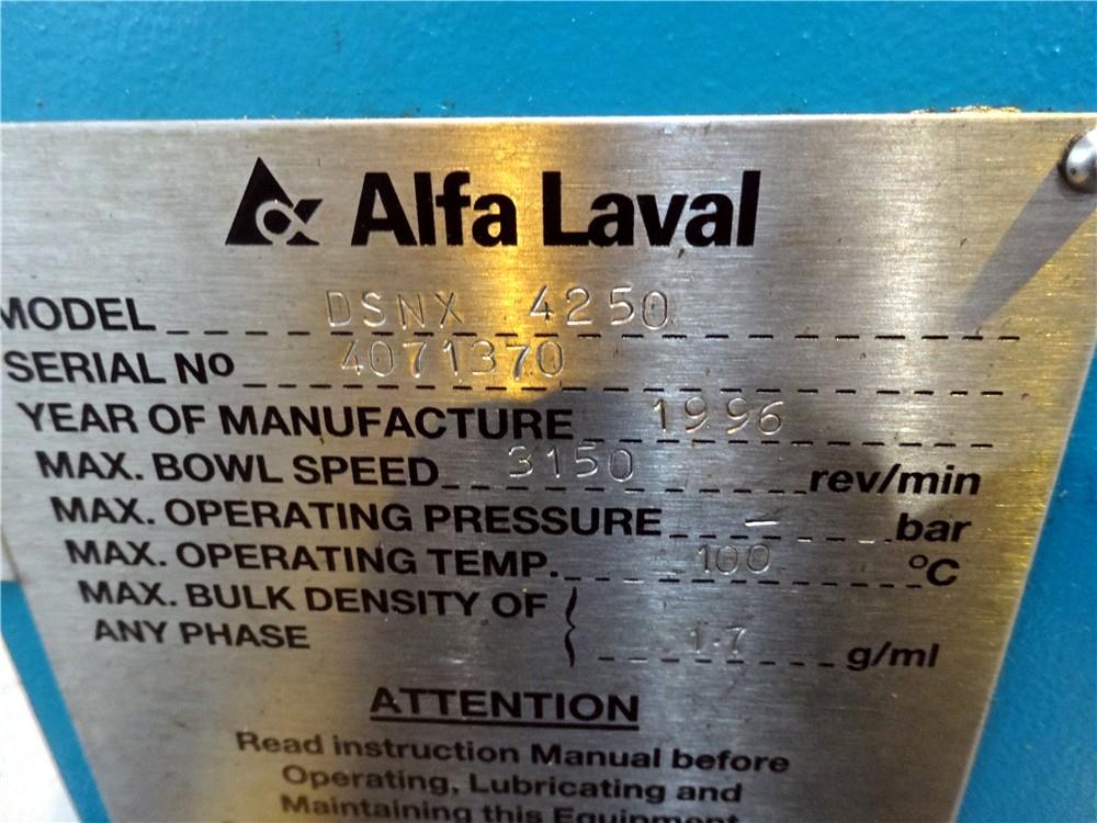Alfa-Laval/Sharples DSNX 4250 (PM-36,000) decanter centrifuge, 316SS.