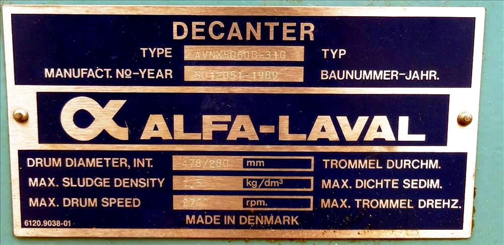 Alfa-Laval AVNX 5060B-31G decanter centrifuge, 316SS.