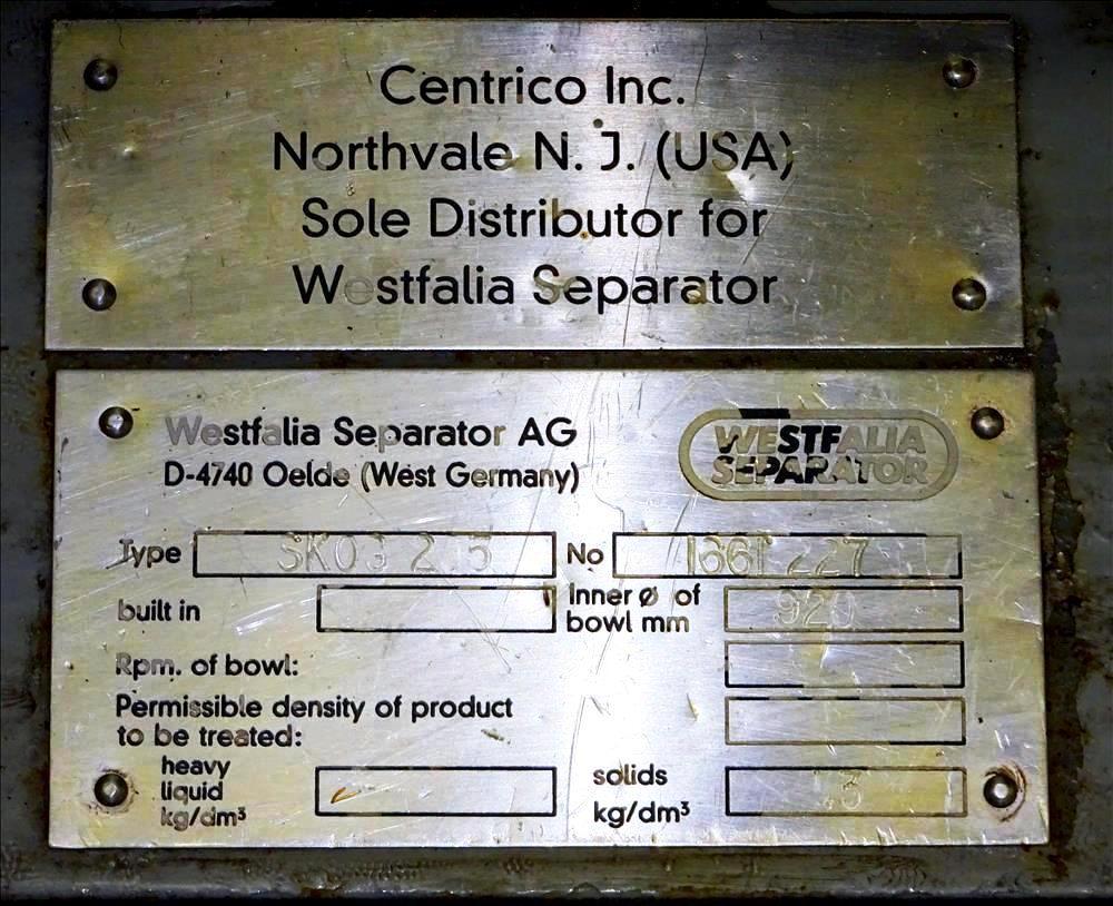 Westfalia SKOG 205 lab nozzle centrifuge, 316SS.