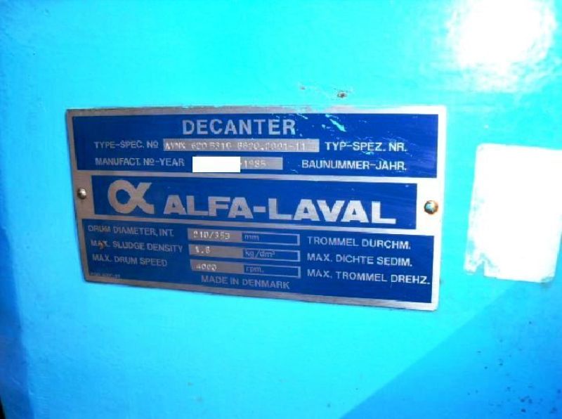 Alfa-Laval AVNX 620B-31G decanter centrifuge, 316SS.