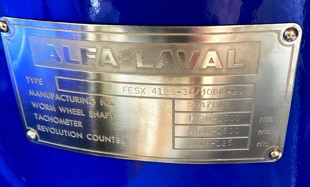 (3) Alfa-Laval FESX 412S-34 nozzle centrifuges, 316SS.