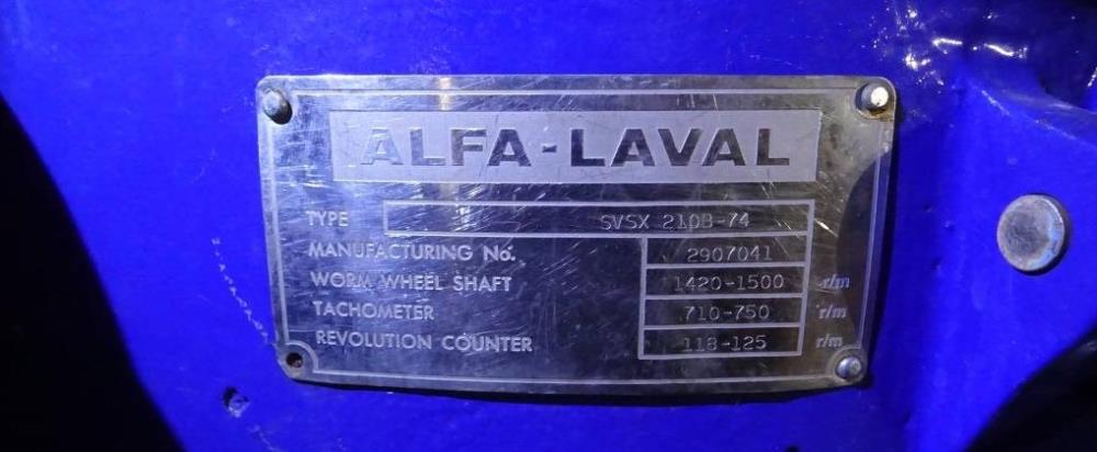 (2) Alfa-Laval SVSX 210B-74 concentrators, 316SS.