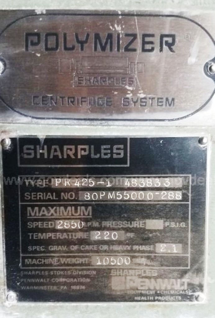 (2) Sharples PM-55,000 Super-D-Canter centrifuges, 316/317SS.
