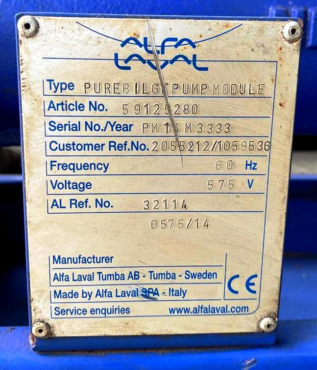 (2) Alfa-Laval BWPX 307 TGD-71 oil concentrator modules, SS.