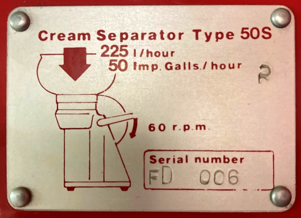 Farmseparator 50 SE warm cream separator, SS.