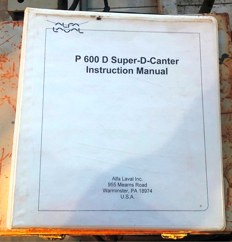 Sharples P600 Super-D-Canter centrifuge, 316SS.